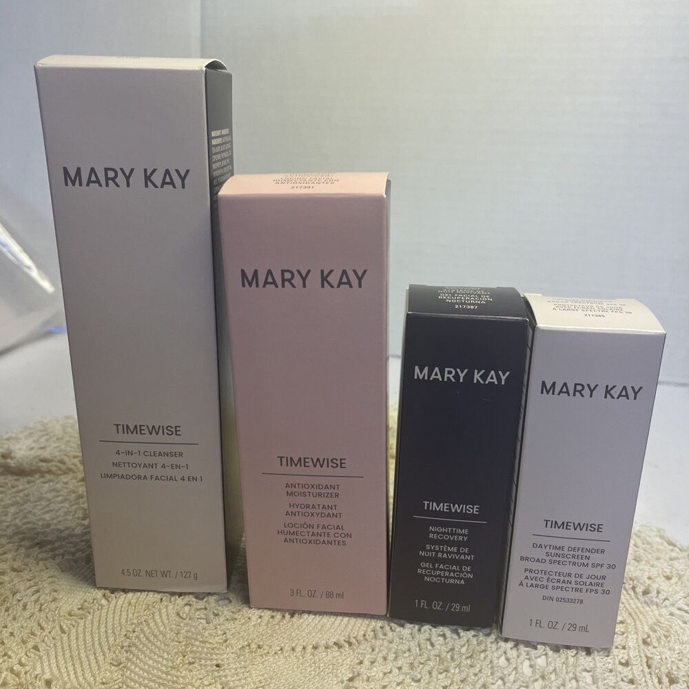 Mary Kay Timewise Miracle 4 Pc Cleanser Moisturizer Daytime Nighttime Combo Oily